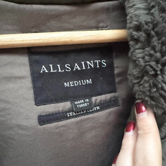 AllSaints RARE Army Green Oren Heavy Parka - Picture 15 of 16
